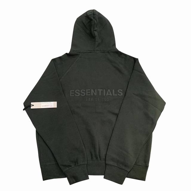 款号058 青黑色 顶级版本 Fear Of God Essentials Fog复线后背硅胶字母高街连帽男女情侣明星同款卫衣外套 慵懒好搭配入秋首选款 宽松版