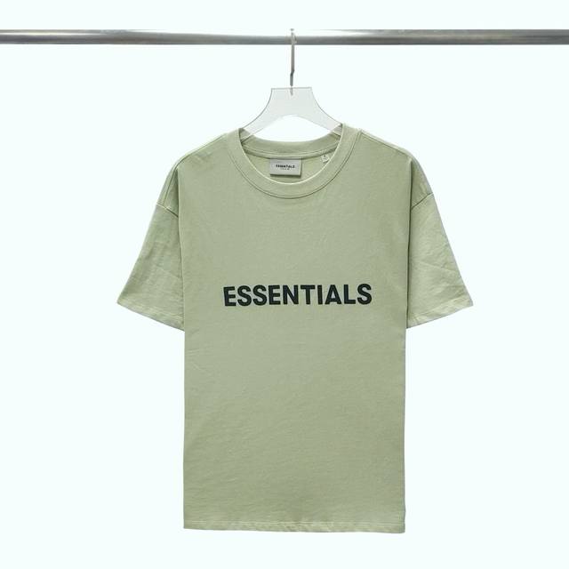 牛油果绿 顶级版本fear Of God Fog Essentials 复线黑标硅胶男女情侣明星同款宽松纯棉透气短袖t恤 Fog宽松的版型设定 喜欢宽松的 正常