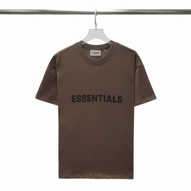 咖啡色 顶级版本fear Of God Fog Essentials 复线黑标硅胶男女情侣明星同款宽松纯棉透气短袖t恤 Fog宽松的版型设定 喜欢宽松的 正常选