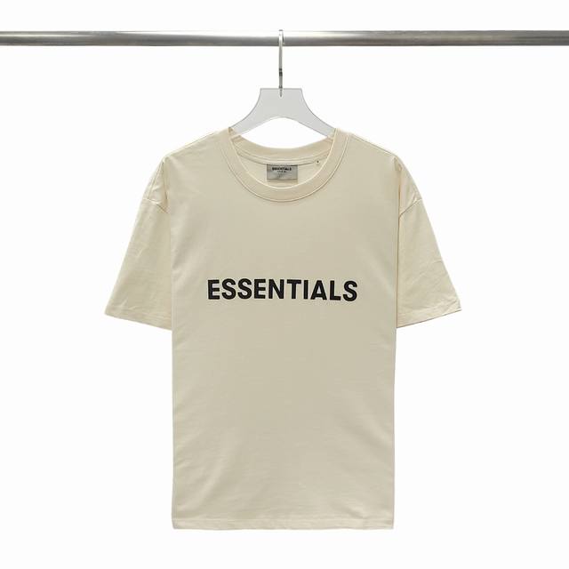 杏色 顶级版本fear Of God Fog Essentials 复线黑标硅胶男女情侣明星同款宽松纯棉透气短袖t恤 Fog宽松的版型设定 喜欢宽松的 正常选择