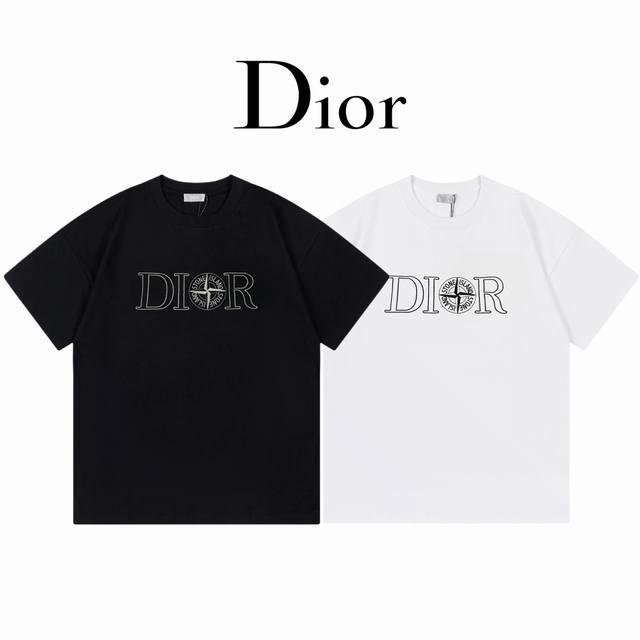 Dior 迪奥联名石头岛 刺绣短袖 双纱260克 ：白色 黑色 ：S Xxl