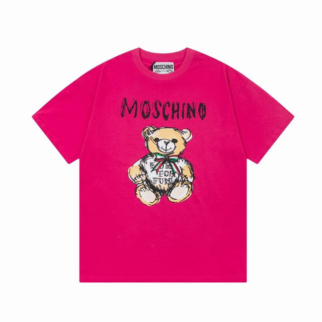 Moschino 莫斯奇诺 经典小熊字母印花 Logo标识精致升级，灵感源自八十年代复古 原版面料 官方同款 短袖t恤 定制260克同缸染面料 手感非常舒服 春