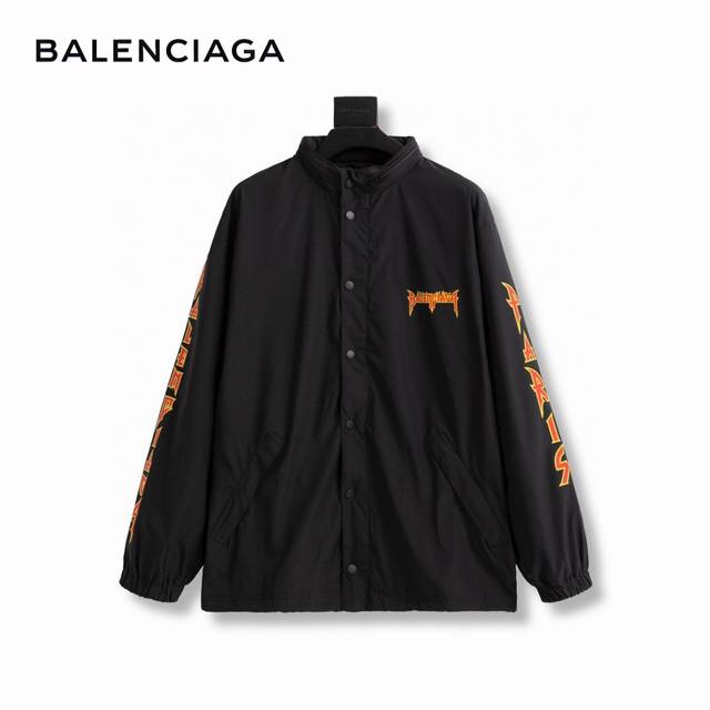 高端］款号：Bl041 上新 Balenciaga｜巴黎世家 24Fw 重金属腰果火焰字母冲锋衣风衣影藏帽夹克- 谢霆锋同款 小杨哥同款 特殊定制纳米级防风防水