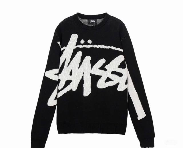 款号：G1358 Stussy 24秋冬季新款满身大字母logo圆领情侣毛衣 街头潮流stussy始于海滩文化，从冲浪玩到滑板，独特的风格占领了街头潮流的重要位