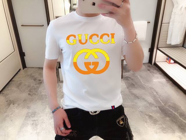 Gucci 古驰 2024开春最新款 高端品质 最新最顶级版本简单百搭款短袖，印花字母最顶级的品质专柜原单短袖，顶级制作工艺进口面料，专柜款设计，采用进口高端订