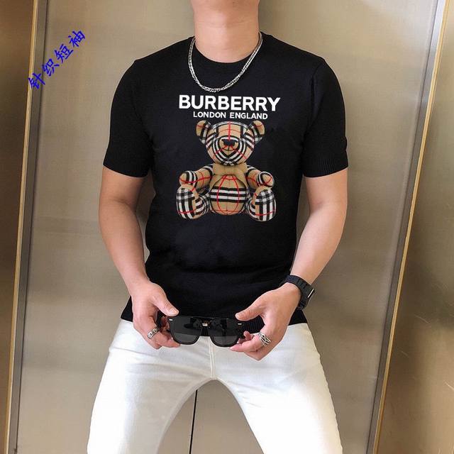 Burberry 巴宝莉 短袖羊毛针织短袖 外穿内搭皆可 帅气十足 时尚大牌 独特魅力 打底单穿多功能毛衣 采用进口20%J澳洲进口美利奴细羊毛+80%莫代尔纤