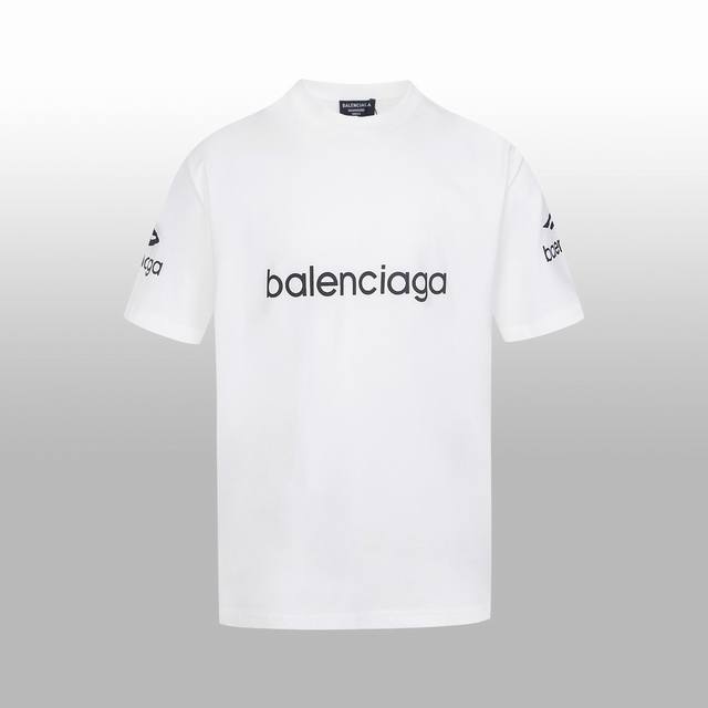 Balenciag* 春夏新款短袖t-Shirt 3D立体喷绘 情侣款火爆单品 纵向b家印花 新颖的设计让人眼前一亮 回头率超高 240克面料立体剪裁经典超好看