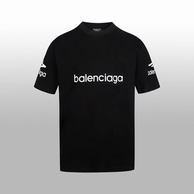 Balenciag* 春夏新款短袖t-Shirt 3D立体喷绘 情侣款火爆单品 纵向b家印花 新颖的设计让人眼前一亮 回头率超高 240克面料立体剪裁经典超好看