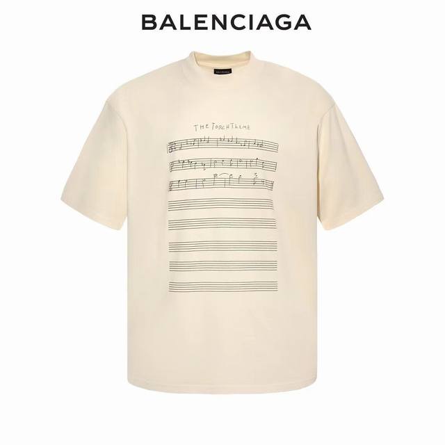 Balenciaga 巴黎世家24Ss限定款音符印花短袖 定织定染260G精梳棉，全程都是定织定染的，特殊色的决绝忌讳现成面料， 大货只用到10卷面料，虽然付小