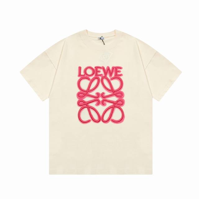 D Loewe 罗意威 霓虹刺绣荧光粉大logo精致升级，灵感源自八十年代复古 原版面料 官方同款 定制260克同缸染面料 手感非常舒服 春夏最新砖柜同步 时尚