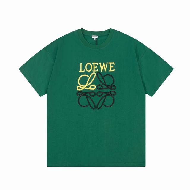 D Loewe 罗意威 精工拼色字母logo刺绣 精致升级，灵感源自八十年代复古 原版面料 官方同款 短袖t恤 定制同缸染面料 手感非常舒服 春夏最新砖柜同步