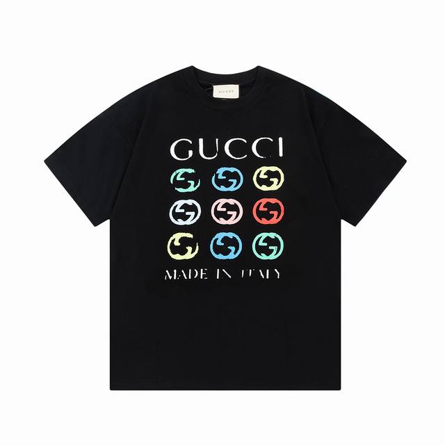 D Gucci 古驰 双g字母 九宫格印花 Logo标识精致升级，灵感源自八十年代复古 原版面料 官方同款 短袖t恤 定制260克同缸染面料 手感非常舒服 春夏