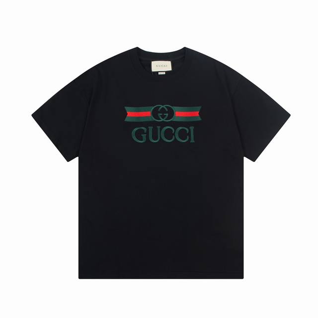 D Gucci 古驰 红绿腰带 双g字母 刺绣 Logo标识精致升级，灵感源自八十年代复古 原版面料 官方同款 短袖t恤 定制260克同缸染面料 手感非常舒服