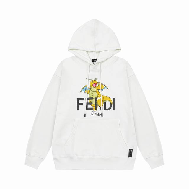 Fendi 芬迪 2024秋季新款连帽卫衣 喷火龙 字母印花logo搭配刺绣大标 原版面料 官方同款 精致升级 同缸染面料 手感非常舒服 超级百搭好看 个性复古