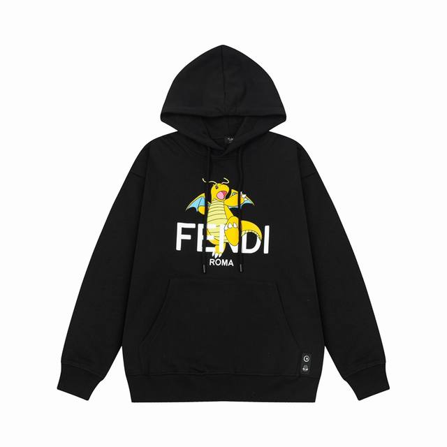 Fendi 芬迪 2024秋季新款连帽卫衣 喷火龙 字母印花logo搭配刺绣大标 原版面料 官方同款 精致升级 同缸染面料 手感非常舒服 超级百搭好看 个性复古