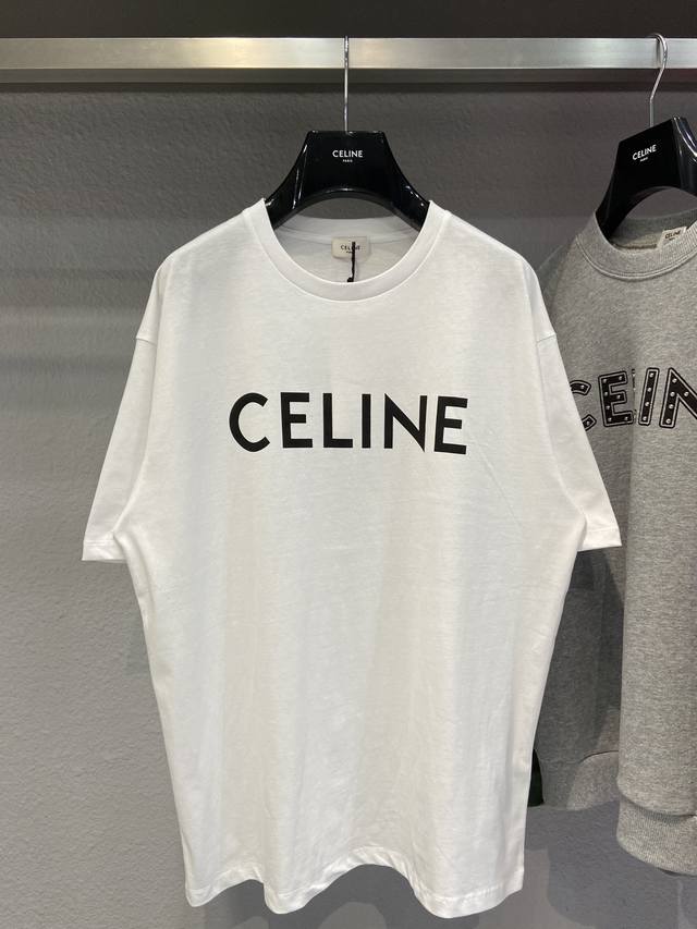 款号y212 Celine 正印logo短袖 独家定织定染纯棉料 柔软舒适 前副ｃｅｌｉｎｅ字母logo印花 Xs-L