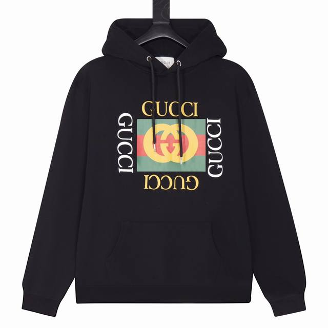 款号y804 Gucci 古驰 经典方块logo印花连帽卫衣 定织定染380克21支交织32支水洗针织毛毡棉，无尘蚀毛工艺处理，搭配21支480克重螺纹，前幅采