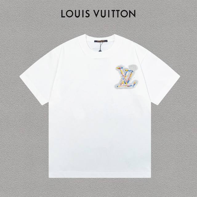 Louis Vuitton 路易威登 手绘涂鸦字母百搭潮流短袖t恤男女同款 吊牌 领标 水洗唛 三标齐全 定织定染300克精梳棉面料 尺码：S-Xxl 颜色：黑