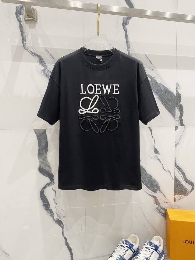 Loewe 罗意威 260克圆领短袖t恤 经典永恒拼色刺绣字母图腾logo 官方同步 高版本 高品质 时尚个性 百搭潮流 纯原品质 原版面料 吊牌 领标 水洗麦