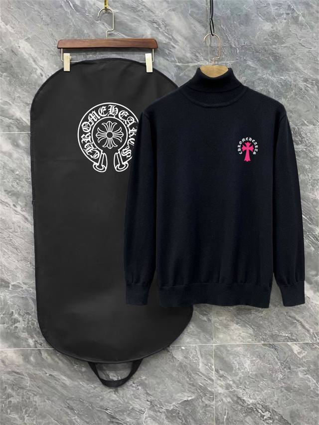 Chrome Hearts 克罗心3标齐全 高领毛衣 精品羊毛混纺毛衫 男女同款高端定制臻品系列 隶属品牌高端主线 专利顶级纱线混纺 以创新来阐释常规款式 面料