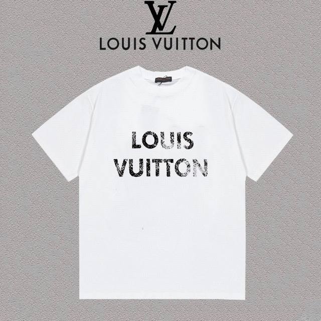 Louis Vuitton 路易威登 印花logo字母百搭潮流圆领短袖t恤男女同款 吊牌 领标 水洗唛 三标齐全 定织定染280克精梳棉面料 尺码：Xs-Xl