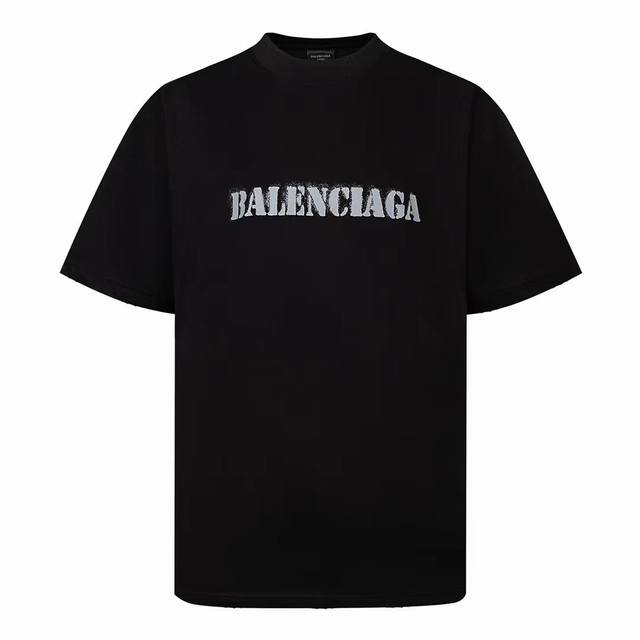 Balenciaga巴黎世家 春夏2024Ss 官网限定前后模糊字母印花短袖t恤 购入原版开模打造，全套定制辅料，细节决定成败。 面料:规格采用实打实240G1