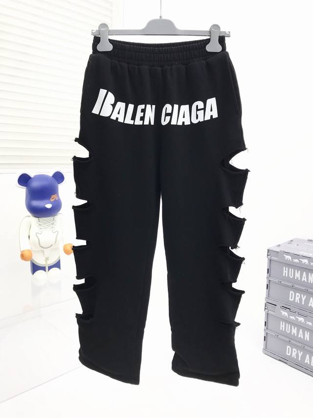 特价, Balenciag* 巴黎最新款双层破坏休闲裤对版定染面料剪破撕裂工艺细节完美还原男女同款 码数：S-Xxl ⑤码