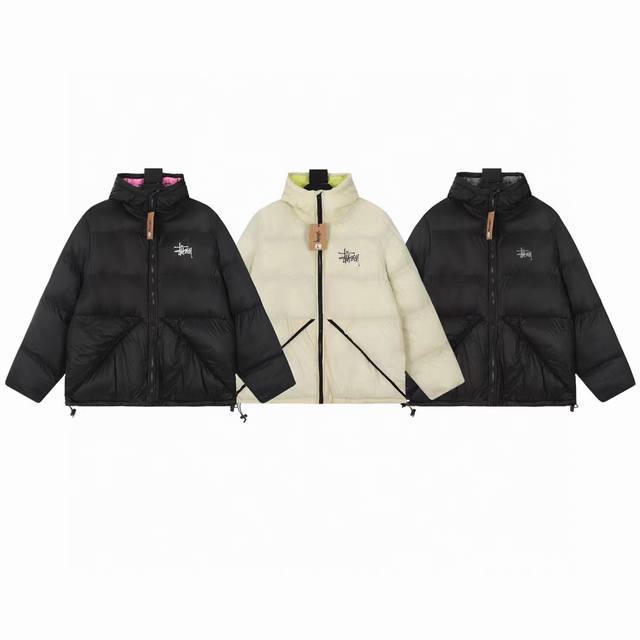 A68 Stussy Micro Ripstop Down Parka 纯色百搭拉链连帽羽绒棉服 男女同款 品牌背景：Stussy 斯图西 是源于美国的潮流品质