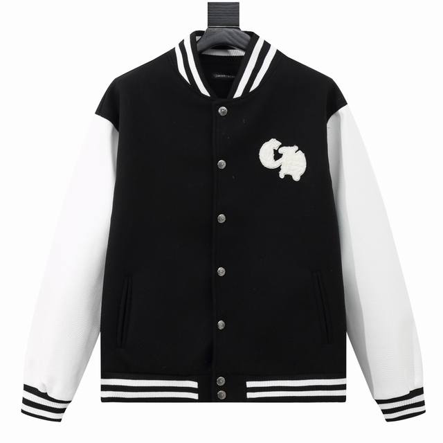 款号y621 Chromehearts 克罗心 刺绣字母皮袖拼接棒球服外套 渠道精品 潮男潮女zui爱的棒球服夹克，市场各级版本都有 细节你们一定要对比 ，最牛