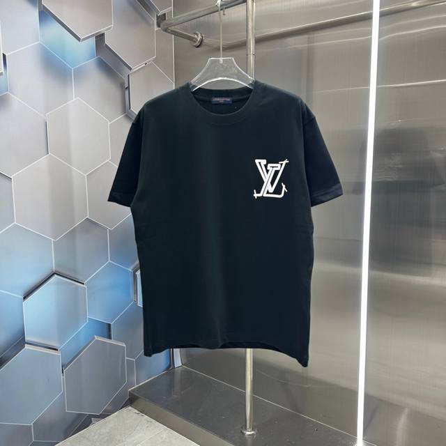 隔天 Lv 2024秋冬新款320克短袖t恤 厚板硅胶 男女同款宽松版 S M L Xl Xxl 五个码 黑色 白色 栗红