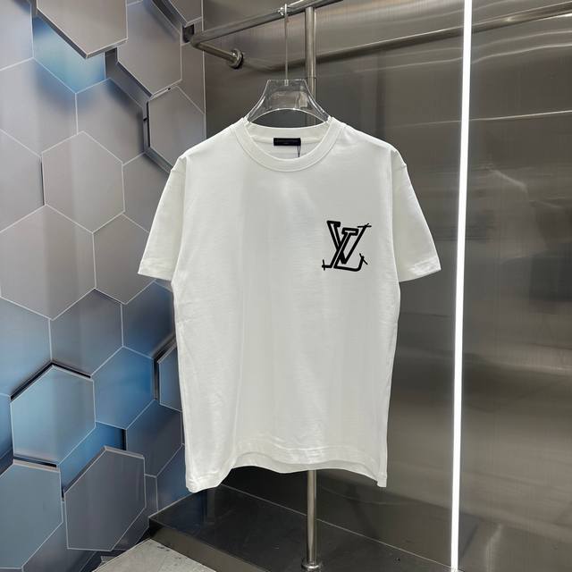 隔天 Lv 2024秋冬新款320克短袖t恤 厚板硅胶 男女同款宽松版 S M L Xl Xxl 五个码 黑色 白色 栗红