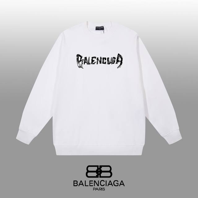 Balenciaga 巴黎世家 24Ss 经典圆领卫衣 1:1对版定制面料420克大毛圈高克重百分百纯棉 双针车线跨缝工艺 配套同缸1X1紧密高克重螺纹 螺纹有