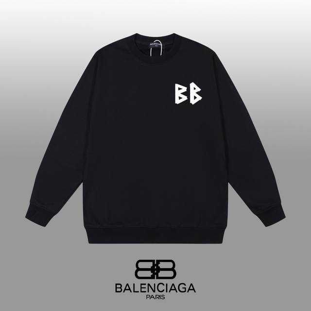 Balenciaga 巴黎世家 24Ss 经典圆领卫衣 1:1对版定制面料420克大毛圈高克重百分百纯棉 双针车线跨缝工艺 配套同缸1X1紧密高克重螺纹 螺纹有