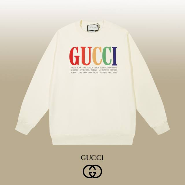 Gucci 古驰 24Ss 经典圆领卫衣 1:1对版定制面料420克大毛圈高克重百分百纯棉 双针车线跨缝工艺 配套同缸1X1紧密高克重螺纹 螺纹有宽度 男女同款