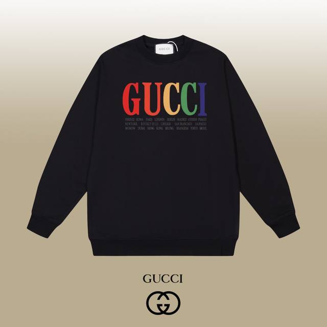 Gucci 古驰 24Ss 经典圆领卫衣 1:1对版定制面料420克大毛圈高克重百分百纯棉 双针车线跨缝工艺 配套同缸1X1紧密高克重螺纹 螺纹有宽度 男女同款