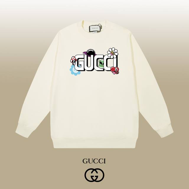 Gucci 古驰 24Ss 经典圆领卫衣 1:1对版定制面料420克大毛圈高克重百分百纯棉 双针车线跨缝工艺 配套同缸1X1紧密高克重螺纹 螺纹有宽度 男女同款