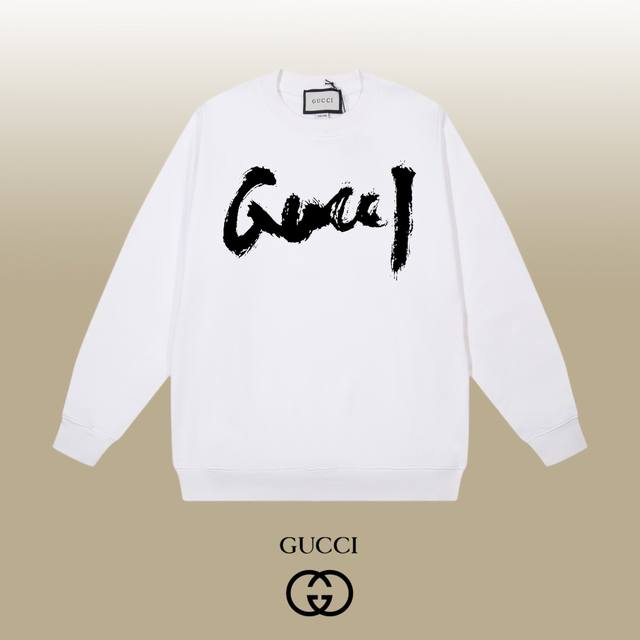 Gucci 古驰 24Ss 经典圆领卫衣 1:1对版定制面料420克大毛圈高克重百分百纯棉 双针车线跨缝工艺 配套同缸1X1紧密高克重螺纹 螺纹有宽度 男女同款