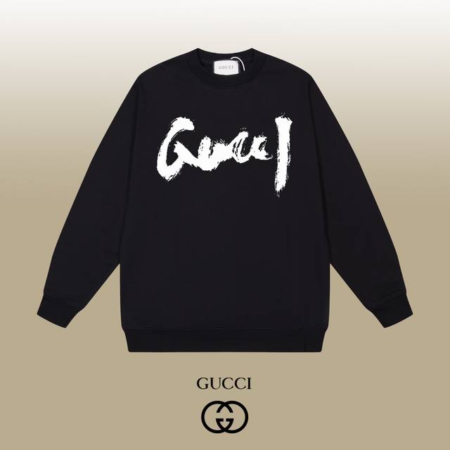 Gucci 古驰 24Ss 经典圆领卫衣 1:1对版定制面料420克大毛圈高克重百分百纯棉 双针车线跨缝工艺 配套同缸1X1紧密高克重螺纹 螺纹有宽度 男女同款