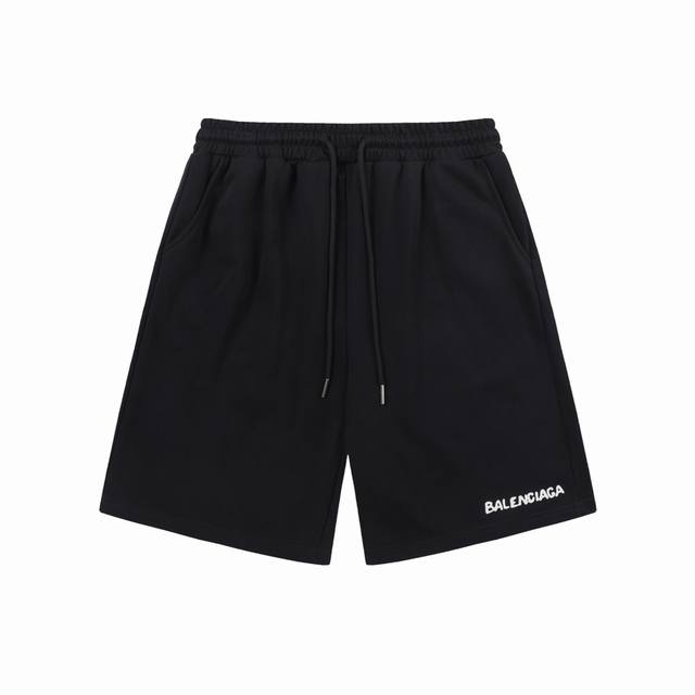 齐码！隔天出！ Balenciaga 巴黎世家 2024夏季新款 定制毛圈面料 夜光字母logo 后口袋 男女同款 休闲短裤 颜色：黑 码数：Xs-L