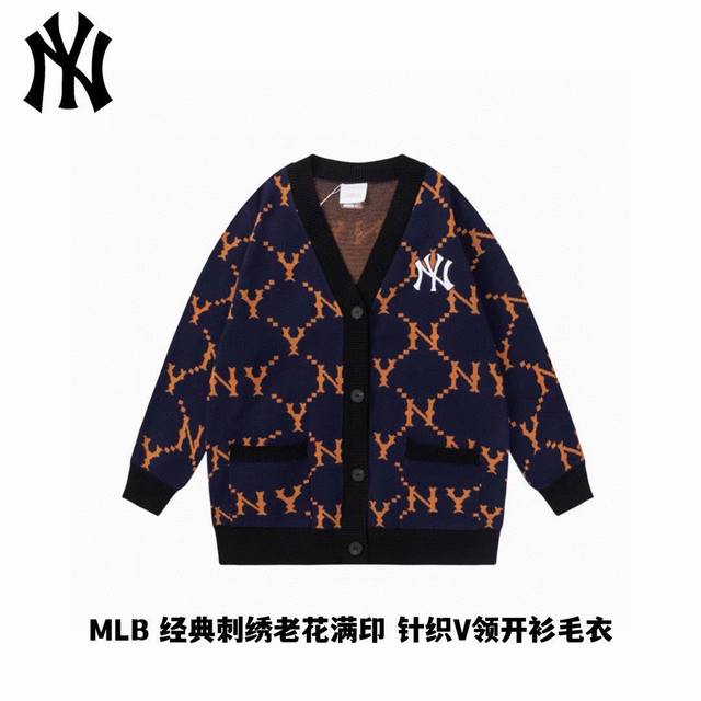 G108# 长青款 全年不下架 Mlb 经典刺绣老花满印 针织v领韩风毛衣外套 专柜同步 老花元素透漏轻奢姿态 诠释风格密码 整衣羊毛面料 手感细滑 不起毛不起