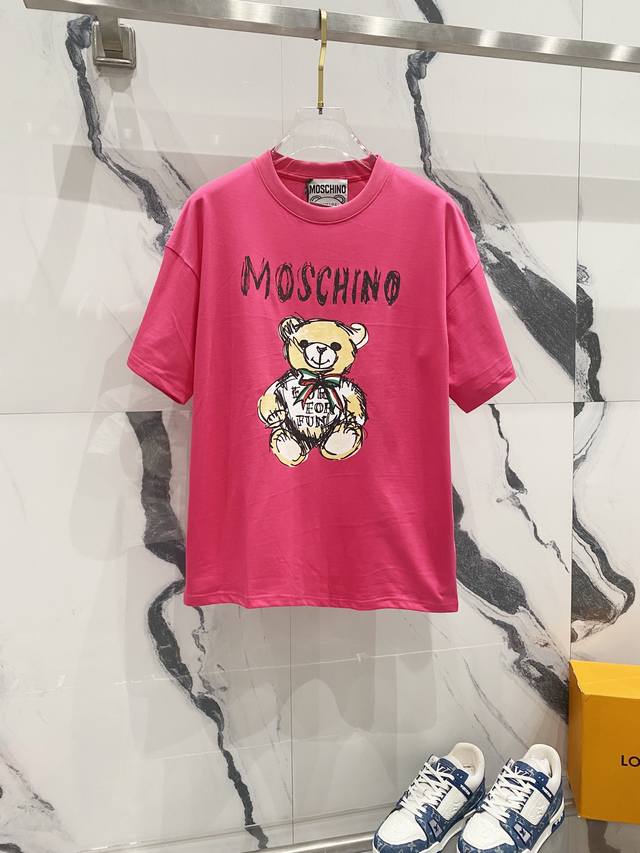 D Moschino 莫斯奇诺 260克圆领短袖t恤 品牌字母logo小熊印花标识 官方同步 高版本 高品质 时尚个性 百搭潮流 纯原品质 原版面料 吊牌 领标