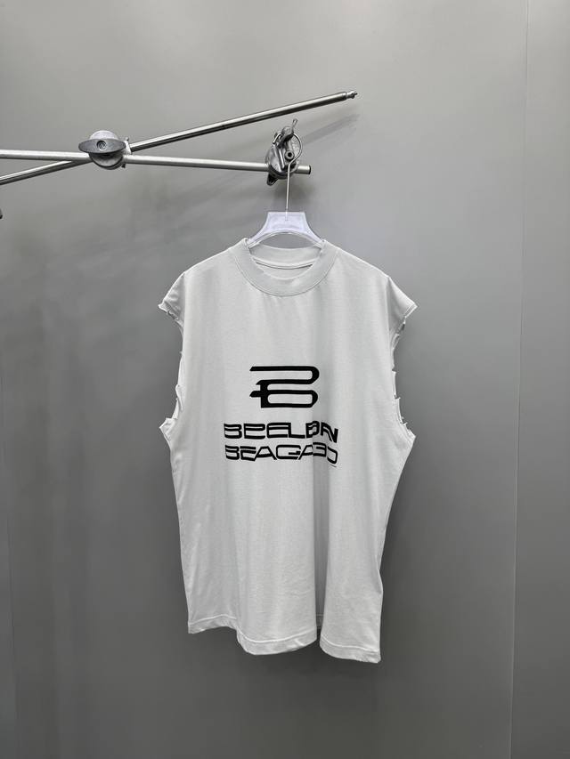 New｜Balenciga 巴黎世家 Ai Generated新款坎袖背心，纯棉面料，进口面料柔软舒适，领口二本针加固机洗不易变形，宽肩飞袖设计显瘦遮肉，胸前撞