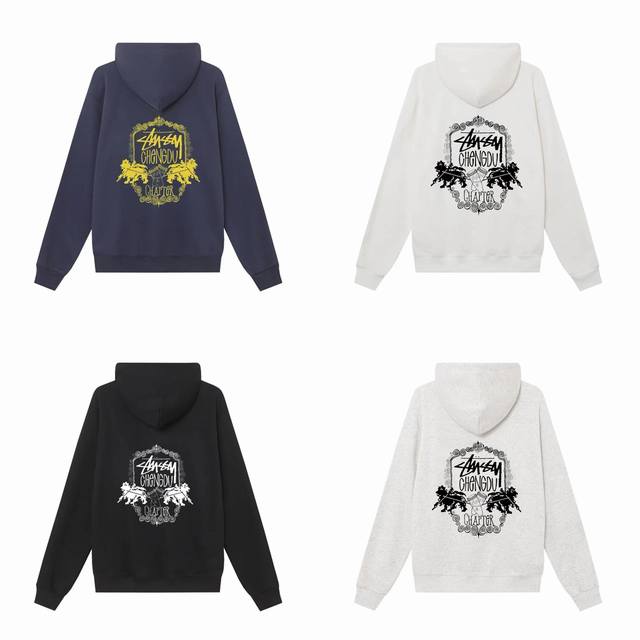 款号hn1065 高品质版本，区别通货 斯图西stussy Fw24 成都开业限定系列 印花卫衣 男女同款 -面料精选390克毛圈面料 手感柔软舒适 吸汗透气.