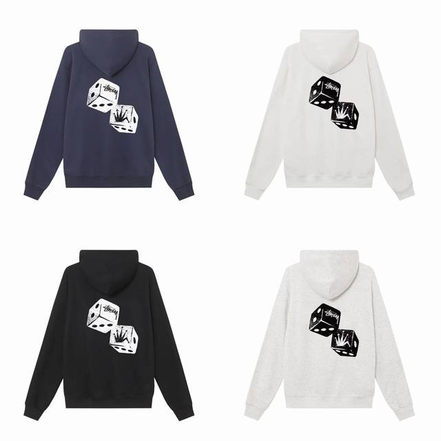 款号hn1061 高品质版本，区别通货 斯图西stussy Fw24 骰子系列 Roll The Dice Hoodie 印花卫衣 男女同款 -面料精选390克