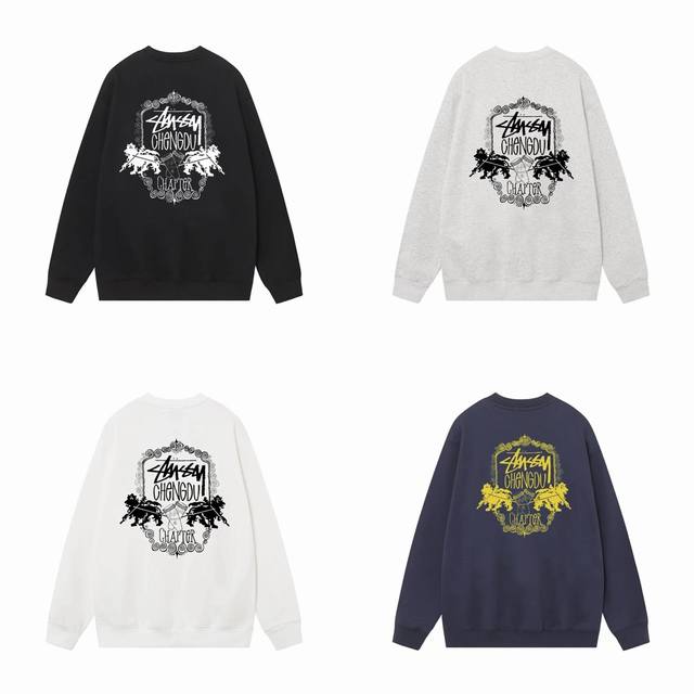 款号hn265 高品质版本，区别通货 斯图西stussy Fw24 成都开业限定系列 印花卫衣 男女同款 -面料精选390克毛圈面料 手感柔软舒适 吸汗透气.