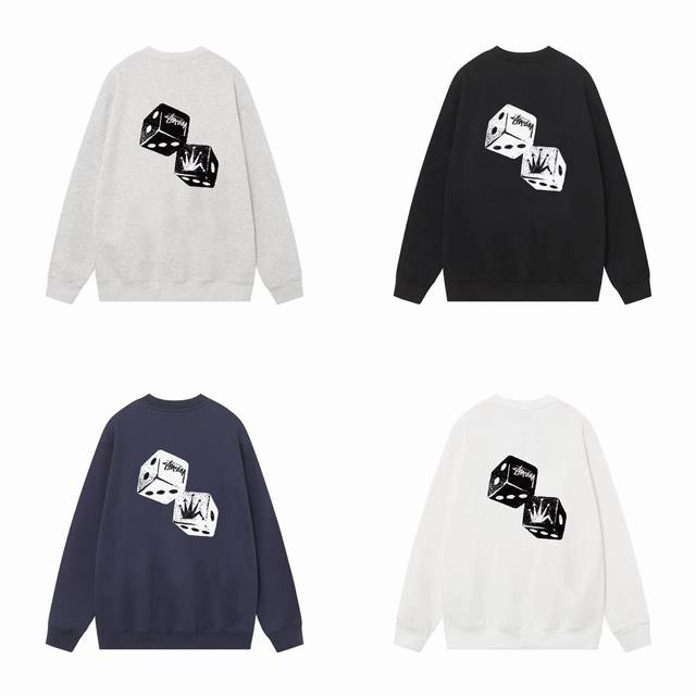 款号hn261 高品质版本，区别通货 斯图西stussy Fw24 骰子系列 Roll The Dice Hoodie 印花卫衣 男女同款 -面料精选390克毛