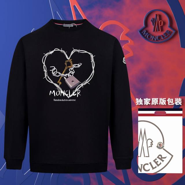 顶级版本 官网品质 配送独家图片原版包装 蒙口 Moncler 现货秒发 2024秋冬新款毛圈卫衣 搭配重工高端数码3D个性logo印花工艺，官网同款订标手臂小