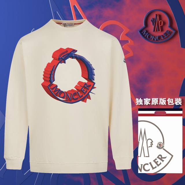 顶级版本 官网品质 配送独家图片原版包装 蒙口 Moncler 现货秒发 2024秋冬新款毛圈卫衣 搭配重工高端数码3D个性logo印花工艺，官网同款订标手臂小