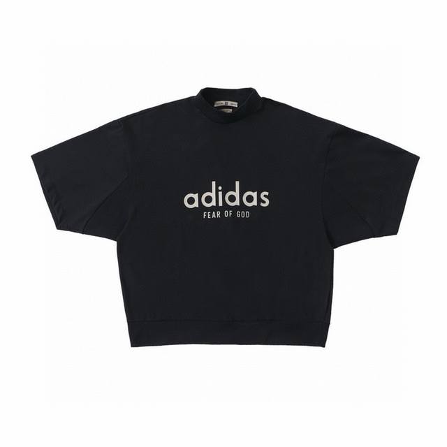 Adidas X Fog联名款定制压胶字母fog订染面料宽松athletics系列新款短袖oversize 定织订染1:1原版fog青黑色 染色全棉面料 S M