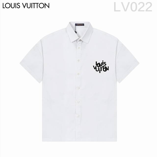 D Louis Vuitt*On路易威登 爆款来袭 经典logo印花短袖衬衫 2024Ss官网新款短袖 衬衫 衬衣，精美logo印花 高端版本，专柜定制面料 透